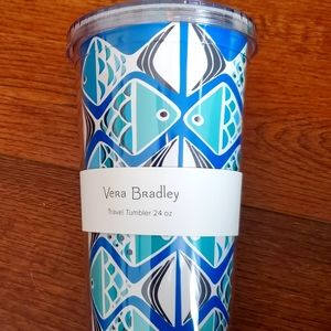 New Vera Bradley Go Fish Blue Travel Tumbler 24oz